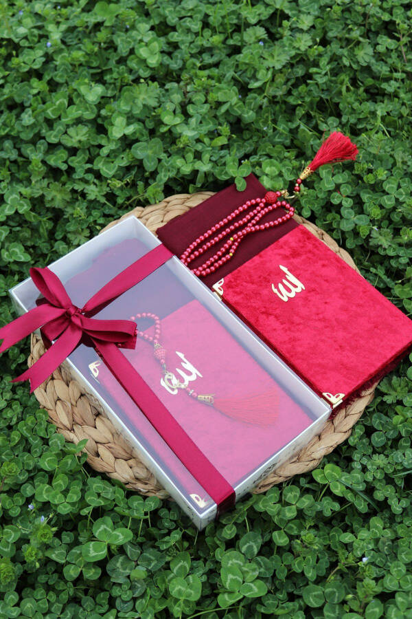 20 Piece Scarved Yasin Gift Mevlid Set Y201 Red - 1