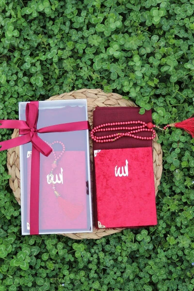 20 Piece Scarved Yasin Gift Mevlid Set Y201 Red - Modazone (1)