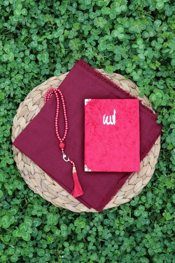 20 Piece Scarved Yasin Gift Mevlid Set Y201 Red - 4