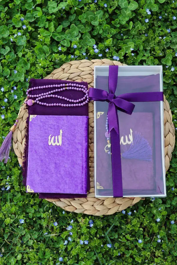 20 Piece Yasin Scarf Gift Mevlid Set Y201 Purple - 2