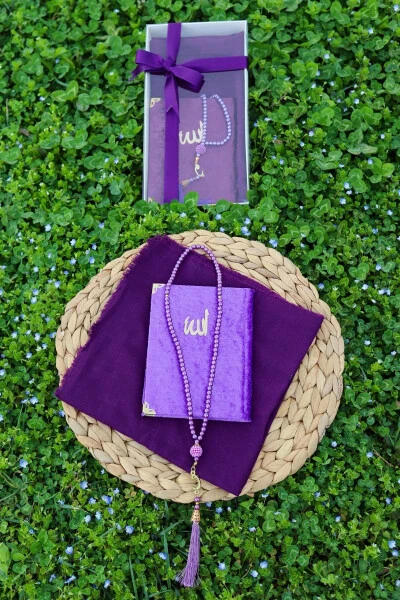 20 Piece Yasin Scarf Gift Mevlid Set Y201 Purple - 3