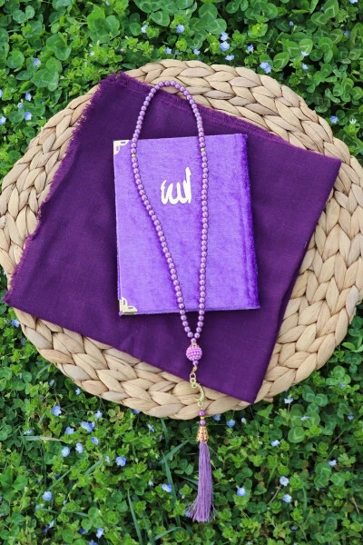 20 Piece Yasin Scarf Gift Mevlid Set Y201 Purple - 4