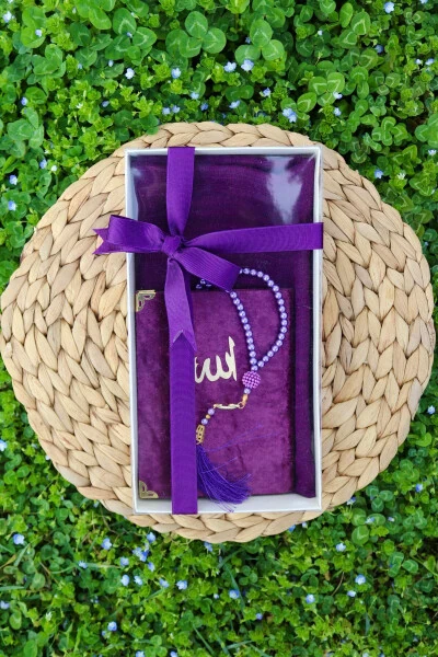 20 Piece Yasin Scarf Gift Mevlid Set Y201 Purple - 5