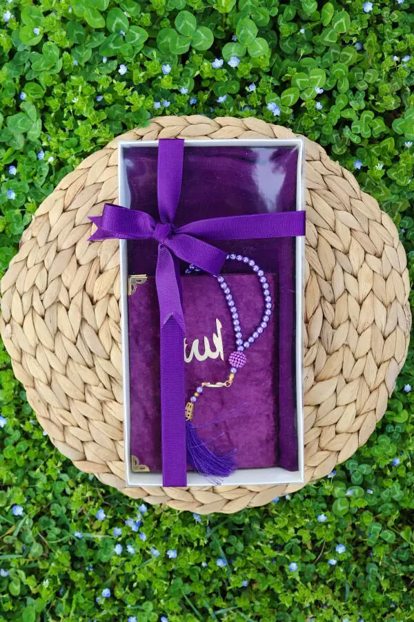 20 Piece Yasin Scarf Gift Mevlid Set Y201 Purple - 5