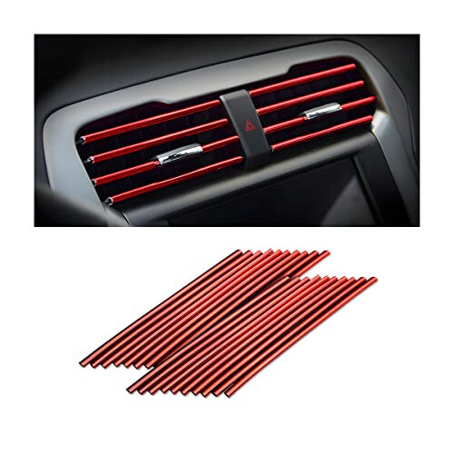 20 Pieces Car Air Conditioner Decoration Strip for Vent Outlet, Universal Waterproof Bendable Air Vent Outlet Trim Decoration, Suitable for Most Air Vent Outlet, Car Interior Accessories (Red) - 1