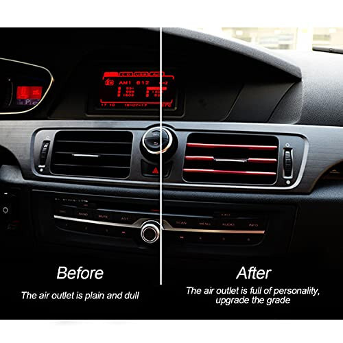 20 Pieces Car Air Conditioner Decoration Strip for Vent Outlet, Universal Waterproof Bendable Air Vent Outlet Trim Decoration, Suitable for Most Air Vent Outlet, Car Interior Accessories (Red) - 6