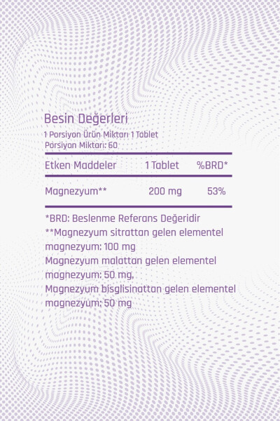 200 Mg Magnezyum Kompleksi 60 Tablet Mineral, Magnezyum Malat, Sitrat, Bisiglinat - 7