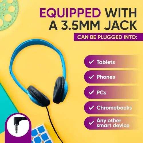 200 Pack Bulk Wired On-Ear Leather Headphones with 3.5mm Connector, Multi - 4