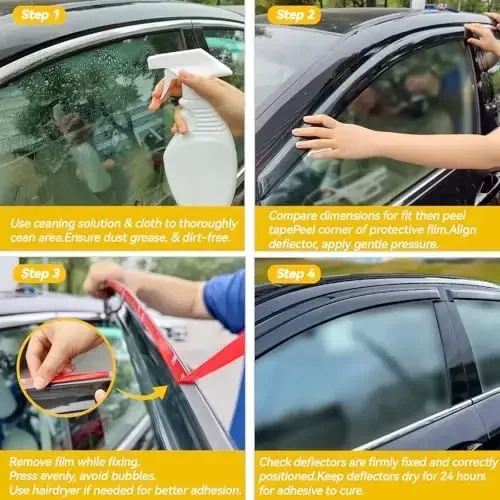 CMVT Auto Window Visors for 2002-2006 Toyota Camry, Rain Guards Shields Vent Deflector Shade Wind Dark Smoke 2003 2004 2005 02 03 04 05 06, Tape-On, 4PCS - 6