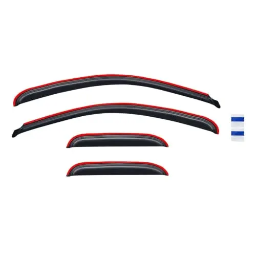 in-Channel Rain Guards for 2002-2008 Dodge Ram 1500 Quad Cab/Extended Cab; 2003-2009 Dodge Ram 2500/3500, Window Visor Shields Vent Deflector Shade Wind Dark Smoke, Tape-On Inside-Mount, 4PCS - CMVT AUTO