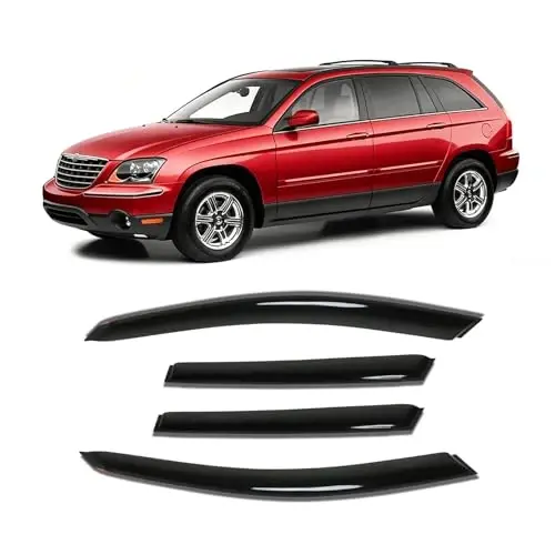 2004-2008 Chrysler Pacifica uchun yomg'ir himoya moslamalari, Oyna Vizör Qalqonlari Shamol Deflektori Qora Tutun 2005 2006 2007 04 05 06 07 08, 4 dona - 1