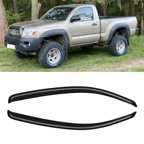 2005-2015 Toyota Tacoma Standart/Regular Kabina 2 Eshik uchun Oyna Vizori, Tashqi Kanal Yomg'ir Himoyachilari Vent Deflektori Soya Qora Tuman 06 07 08 09 10 11, Tashqi o'rnatish, 4 dona - CMVT AUTO