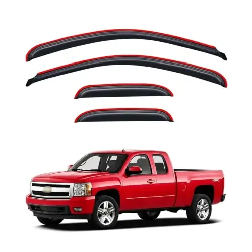 2007-2013 GMC Silverado/Sierra 1500 Uzatılmış Kabin için Kanal İçi Yağmur Koruyucuları, 2007-2014 Silverado/Sierra 2500HD ve 3500HD için Pencere Vizör Siperleri Havalandırma Deflektörü Gölge Rüzgar Koyu Füme, İç Montaj - 1