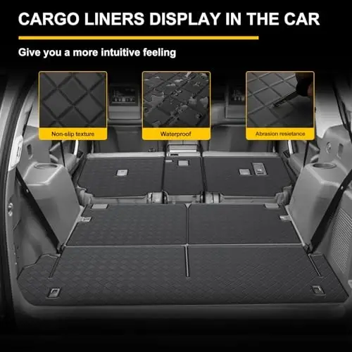 2010-2023 GX460 Cargo Liner & Backrest Mat Fit for Lexus GX460 - PU Leather Trunk Mat and 2nd & 3rd Back Seat Cover Protector - All Weather Protection Cargo Mats and Backrest Mat GX460 Accessories - 4