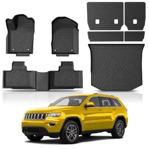 2011-2021 Jeep Grand Cherokee Aksesuarları için KUST Paspaslar (L için Değil) | Her Hava Koşuluna Uygun Araç Paspasları, Arka Bagaj Paspası, Sırtlık Paspasları, TPE Kauçuk, Yükseltilmiş Kenar 
