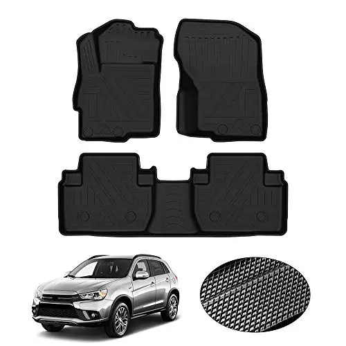 2011-2021 Mitsubishi Outlander için KUST Paspaslar (Sport ve PHEV için değil), Outlander Aksesuarları için Her Hava Koşuluna Uygun Kauçuk Ön Arka 2 Sıra Yüksek Kenarlı Zemin Kaplamaları 