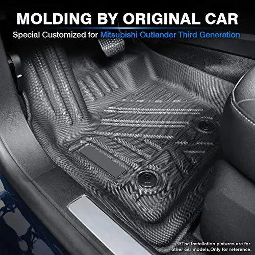 2011-2021 Mitsubishi Outlander için KUST Paspaslar (Sport ve PHEV için değil), Outlander Aksesuarları için Her Hava Koşuluna Uygun Kauçuk Ön Arka 2 Sıra Yüksek Kenarlı Zemin Kaplamaları - 2
