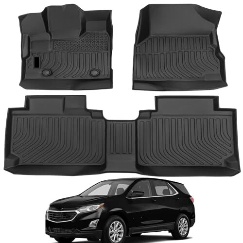 2012-2017 Chevrolet Equinox/GMC Terrain/Terrain Denali ile Uyumlu Her Hava Koşuluna Dayanıklı Kauçuk Araba Paspasları, Tam Set 1. ve 2. Sıraları Kapsar Maksimum Kaplama, Lazerle Ölçülmüş, Kaymaz - 1