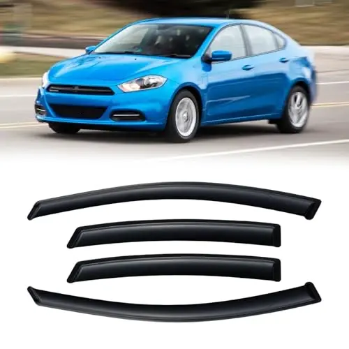 2013-2016 Dodge Dart için Yağmur Korumaları, Kanal İçi Pencere Vizör Siperleri Havalandırma Deflektörü Gölge Rüzgar Koyu Duman 2014 2015 2016 13 14 15 16, Bantlı Dış Montaj, 4 Adet - 1