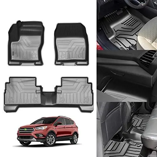 2013-2019 Ford Escape uchun KUST Poldagi Gilamchalari, TPE Rezina Poldagi Qoplamalar, Barcha Ob-havo Himoyasi, Old Orqa Avto Gilamchalar, Escape Aksesuarlari, Baland Qirrali 3Dona 