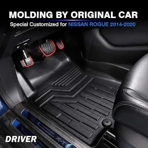2014-2020 Nissan Rogue Aksesuarlari uchun KUST Pol Kovriklari, Barcha Ob-havo Avtomobil Kovriklari Old Orqa 2 Qatorli TPE Rezina Ko'tarilgan Qirra (Sport va Select uchun emas) - 3