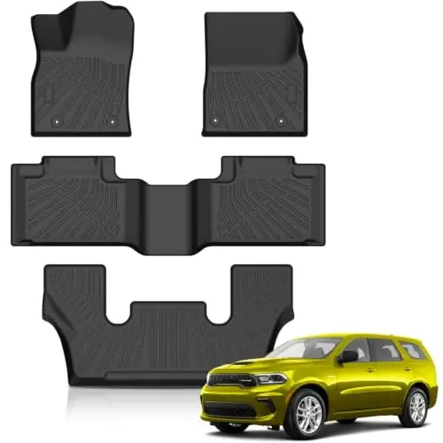 2016-2026 Dodge Durango Aksesuarları için KUST Paspaslar (6 Koltuk) | Ön Arka 3 Sıra Zemin Paspasları, Her Hava Koşulunda Koruma, TPE Kauçuk, Yükseltilmiş Kenar - 1