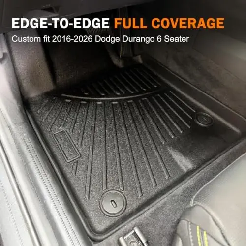 2016-2026 Dodge Durango Aksesuarları için KUST Paspaslar (6 Koltuk) | Ön Arka 3 Sıra Zemin Paspasları, Her Hava Koşulunda Koruma, TPE Kauçuk, Yükseltilmiş Kenar - KUST (1)