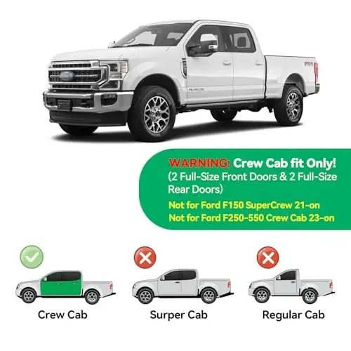 in-Channel Rain Guards for 2017-2026 F250 F350 F450 F550 Super Duty Crew Cab, Window Visor Shields Vent Deflector Shade Wind Dark Smoke 2018 2019 2020 2021, Tape-On Inside-Mount, 4PCS - CMVT AUTO (1)