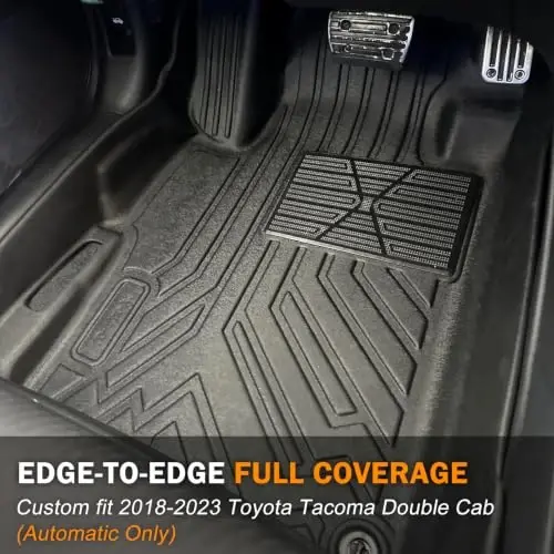 2018-2023 Toyota Tacoma Double Cab uchun KUST Pol Kovriklari (Faqat Avtomat) | Eshik ostonasi himoyasi, Old va Orqa Avtomobil Kovriklari Aksessuarlari, TPE Rezina, Baland Qirrali, Qo'shimcha To'piq Yostig'i Plitasi - KUST (1)