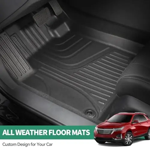 2018-2024 Chevy Equinox uchun pol gilamlari va yukxona qoplamasi va orqa o'rindiq gilamlari - Chevrolet Equinox barcha modellariga moslashtirilgan barcha ob-havo sharoitlariga chidamli TPE pol astarlari va yukxona gilamlari va orqa o'rindiq gilamlari - 6