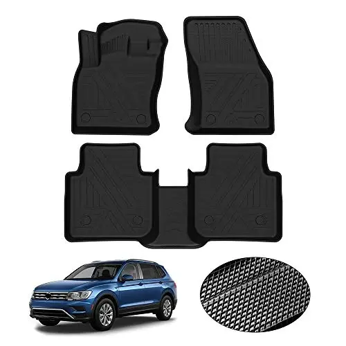2018-2024 Volkswagen Tiguan uchun KUST barcha ob-havo pol gilamchalari, VW Tiguan aksessuarlari uchun maxsus moslashtirilgan pol qoplamalari, 1 va 2-qator baland qirrali sirpanmaydigan - 1
