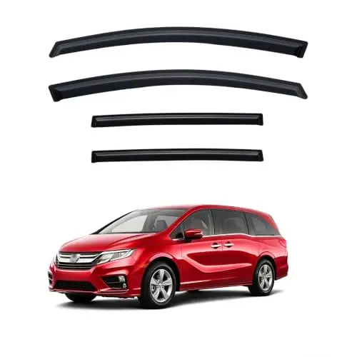 2018-2026 Honda Odyssey için Yağmur Korumaları, Dış Kanal Cam Vizör Siperleri Havalandırma Deflektörü Gölge Rüzgar Koyu Duman 2019 2020 2021 2022 2023 2024, Bantlı Dış Montaj, 4 Adet 