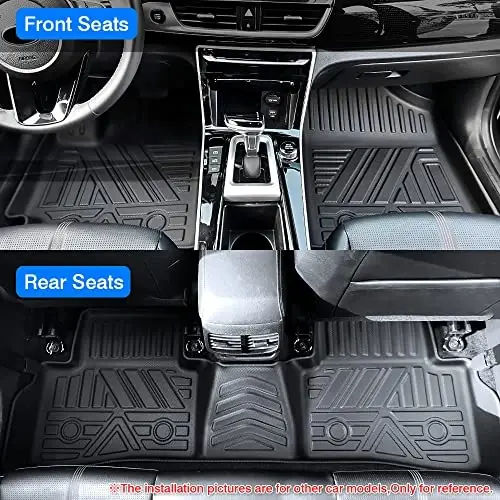 2019-2020 Hyundai Santa Fe (5 o'rinli modellar) uchun KUST oyoqosti gilamchalari, barcha ob-havo uchun TPE pol qoplamalari, old va orqa 2 qatorli baland qirrali, sirpanmaydigan - KUST (1)