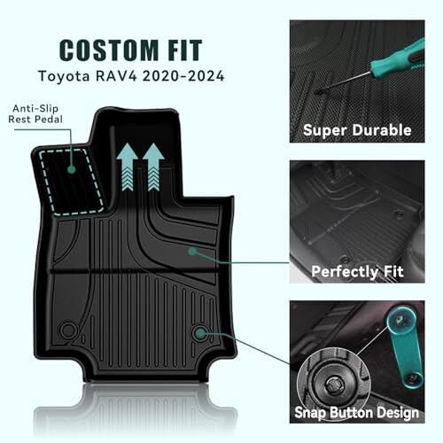 TTX LIGHTING Floor Mats and Cargo Liner for 2019-2024 2025 Toyota RAV4: All Weather Protected TPE Floor Mats Includes 1st 2nd and Cargo Mat (Include Hybrid) - TTX LIGHTING (1)