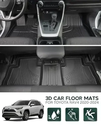 TTX LIGHTING Floor Mats and Cargo Liner for 2019-2024 2025 Toyota RAV4: All Weather Protected TPE Floor Mats Includes 1st 2nd and Cargo Mat (Include Hybrid) - 5