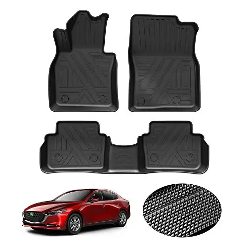 2019-2025 2026 Mazda 3 (Sadece Önden Çekiş) için KUST Paspaslar, Mazda3 Aksesuarları 1. ve 2. Sıra Astarları için Her Hava Koşuluna Uygun TPE Kauçuk Araç Paspasları Kaymaz Yüksek Kenar - 1