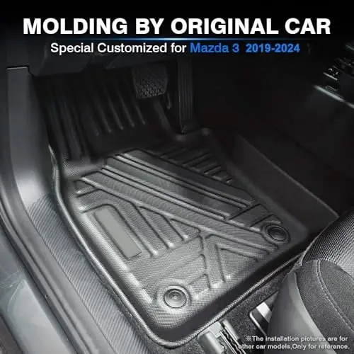 2019-2025 2026 Mazda 3 (Sadece Önden Çekiş) için KUST Paspaslar, Mazda3 Aksesuarları 1. ve 2. Sıra Astarları için Her Hava Koşuluna Uygun TPE Kauçuk Araç Paspasları Kaymaz Yüksek Kenar - KUST (1)