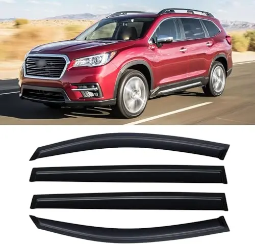 Rain Guards for 2019-2025 Subaru Ascent, Out-Channel Window Visor Shields Vent Deflector Shade Wind Dark Smoke 2020 2021 2022 2023 2024, Tape-On Outside-Mount, 4PCS - 1