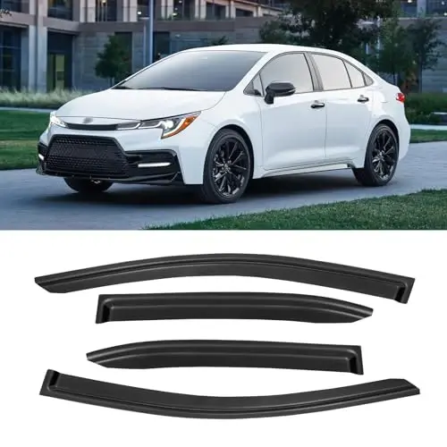 Window Visor for 2019-2025 Toyota Corolla Sedan, Out-Channel Rain Guards Shields Vent Deflector Shade Wind Dark Smoke 2020 2021 2022 2023 2024 19 20 21 22 23, Outside-Mount, 4PCS - 1