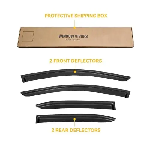 Window Visor for 2019-2025 Toyota Corolla Sedan, Out-Channel Rain Guards Shields Vent Deflector Shade Wind Dark Smoke 2020 2021 2022 2023 2024 19 20 21 22 23, Outside-Mount, 4PCS - 7