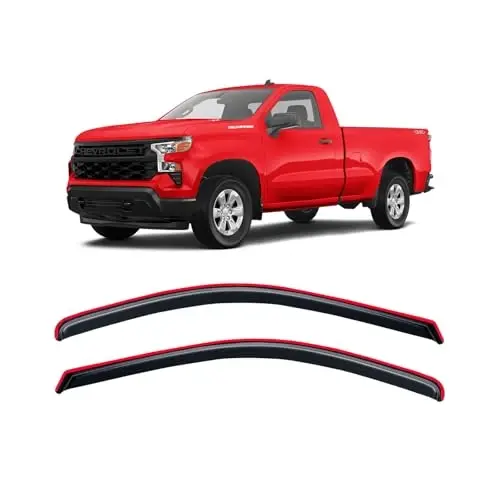2019-2026 Chevy Silverado va GMC Sierra 1500 Regular/Standard Cab uchun in-Channel yomg‘ir qalqonlari, 2020-2026 Silverado/Sierra 2500HD 3500HD uchun deraza soyasi vent deflektori to‘q tutun rangda - 1