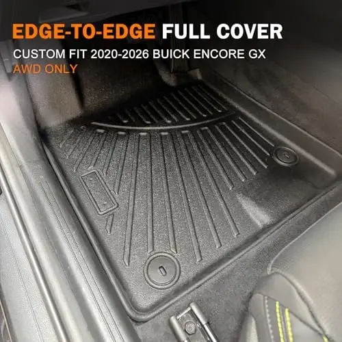 2020-2026 Buick Encore GX Aksesuarları için KUST Paspas Seti (Yalnızca AWD), Her Hava Koşuluna Uygun Paspaslar ve Arka Bagaj Paspası & Sırtlık Paspasları, TPE Kauçuk, Yükseltilmiş Kenar - KUST (1)
