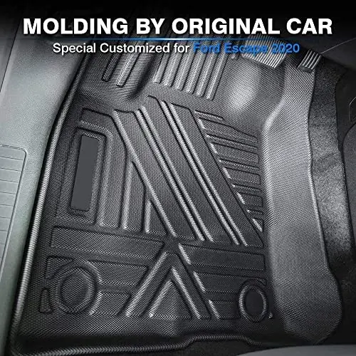 2020-2026 Ford Escape aksesuarlari uchun KUST oyoq osti gilamchalari (Gibrid uchun EMAS) | Har qanday ob-havo avtomobil gilamchalari Old Orqa 2 qator, TPE rezina, Baland qirrali - 3