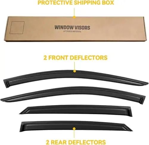 Rain Guards for 2021-2024 Hyundai Elantra, Out-Channel Window Visor Shields Vent Shade Deflector Wind Dark Smoke for 21-24 Elantra 2022 2023, Tape-On Outside-Mount, 4PCS - 6