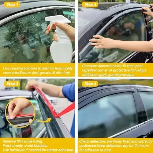 Rain Guards for 2021-2024 Hyundai Elantra, Out-Channel Window Visor Shields Vent Shade Deflector Wind Dark Smoke for 21-24 Elantra 2022 2023, Tape-On Outside-Mount, 4PCS - 5