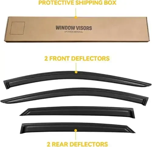 Rain Guards for 2021-2024 Hyundai Elantra, Out-Channel Window Visor Shields Vent Shade Deflector Wind Dark Smoke for 21-24 Elantra 2022 2023, Tape-On Outside-Mount, 4PCS - 6