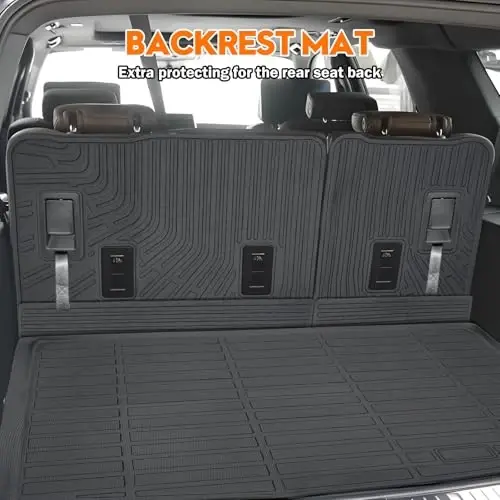 2021-2025 2026 Chevy/Chevrolet Suburban ve GMC Yukon XL için KUST Paspas Bagaj Paspası Seti, Her Hava Koşuluna Uygun Bagaj Paspası Sırtlık Paspası, TPE Kauçuk Astarlar (Yalnızca 7 Koltuklu) - 5