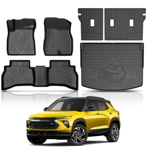 2021-2026 Chevy Trailblazer Aksesuarları için KUST Paspaslar (Sadece AWD) | Arka Bagaj Paspası (Kargo Zemini Üst Konumda), Ön Arka Araç Paspasları Her Hava Koşulunda Koruma, TPE Kauçuk, Yükseltilmiş Kenar - 1