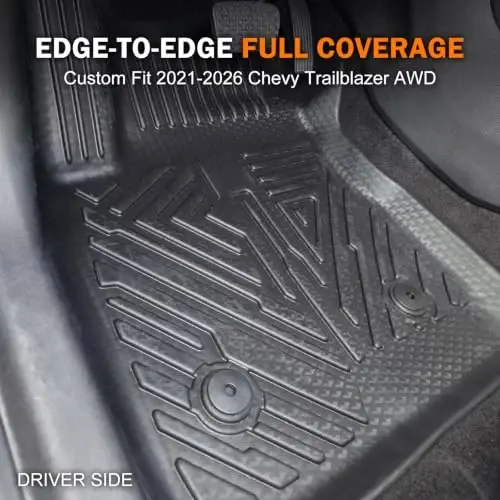 2021-2026 Chevy Trailblazer Aksesuarları için KUST Paspaslar (Sadece AWD) | Arka Bagaj Paspası (Kargo Zemini Üst Konumda), Ön Arka Araç Paspasları Her Hava Koşulunda Koruma, TPE Kauçuk, Yükseltilmiş Kenar - 3