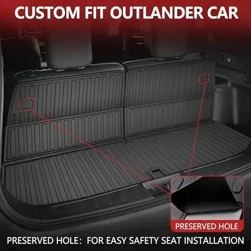 Floor Mats & Cargo Liner & Backrest Mat Fit for 2022-2025 Mitsubishi Outlander (Not Fit PHEV or Sport Models): Custom Fit All Weather TPE Car Floor Liners - 7
